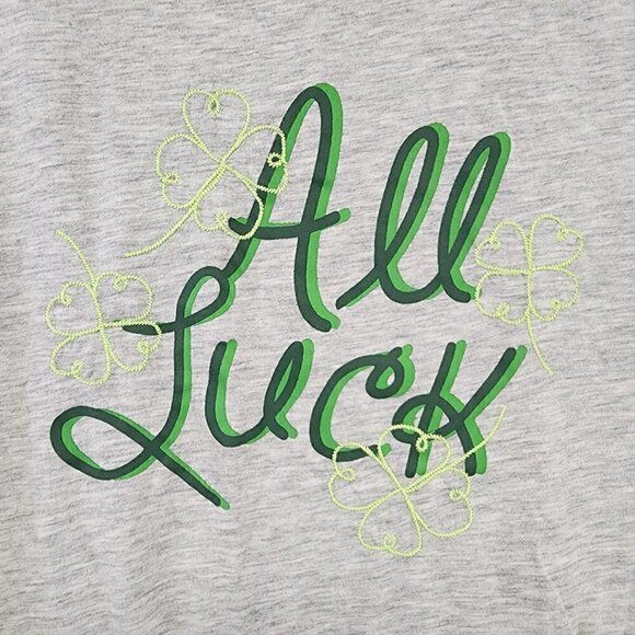 NWT Halogen St. Patty's Day T-Shirt All Luck Grey & Green Tee, Size Small - Picture 3 of 5